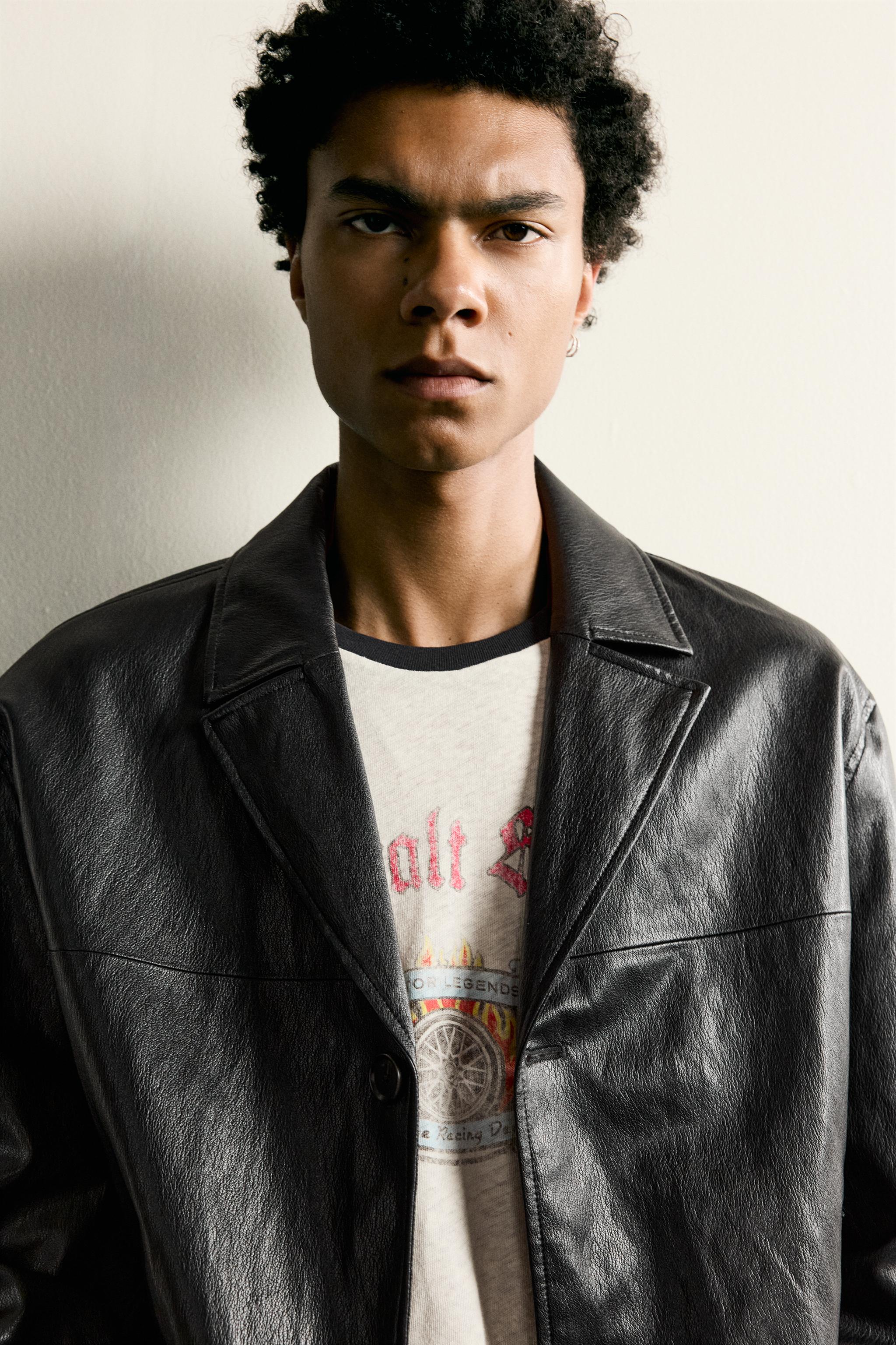 CROPPED FAUX LEATHER JACKET